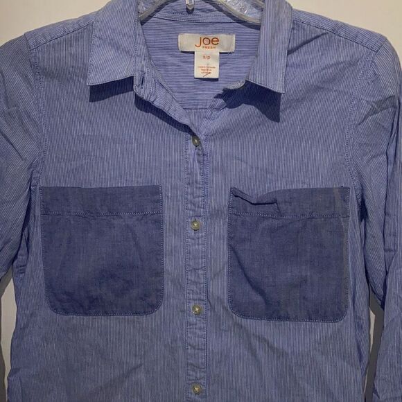 Joe Fresh Men's Long-Sleeve Button-Down Pointed Collar Blue Shirt Small - Picture 3 of 9